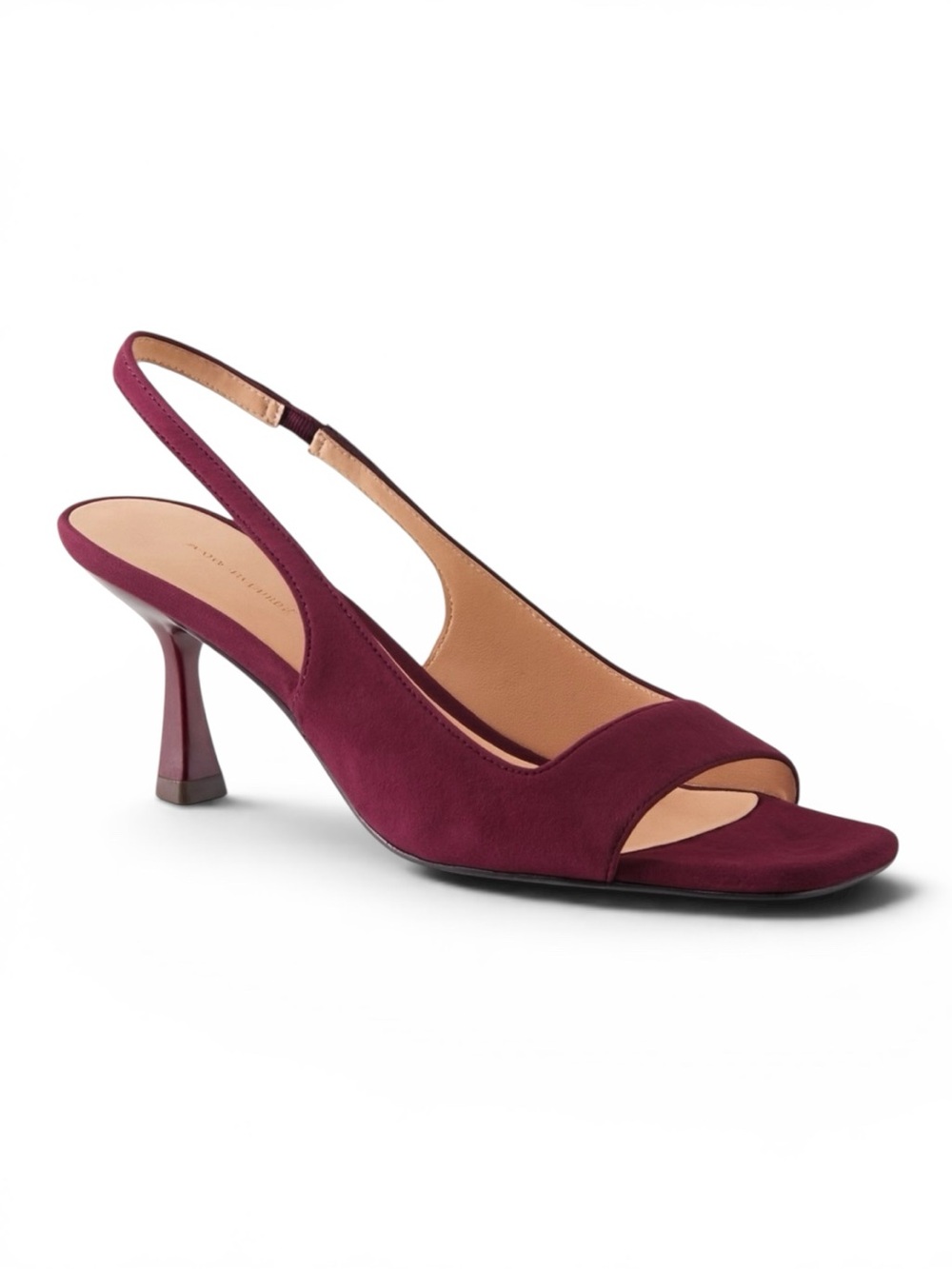 Ann Taylor Suede Heels Square Toe Slingback Sandals Holiday Shoes Plum 8.5